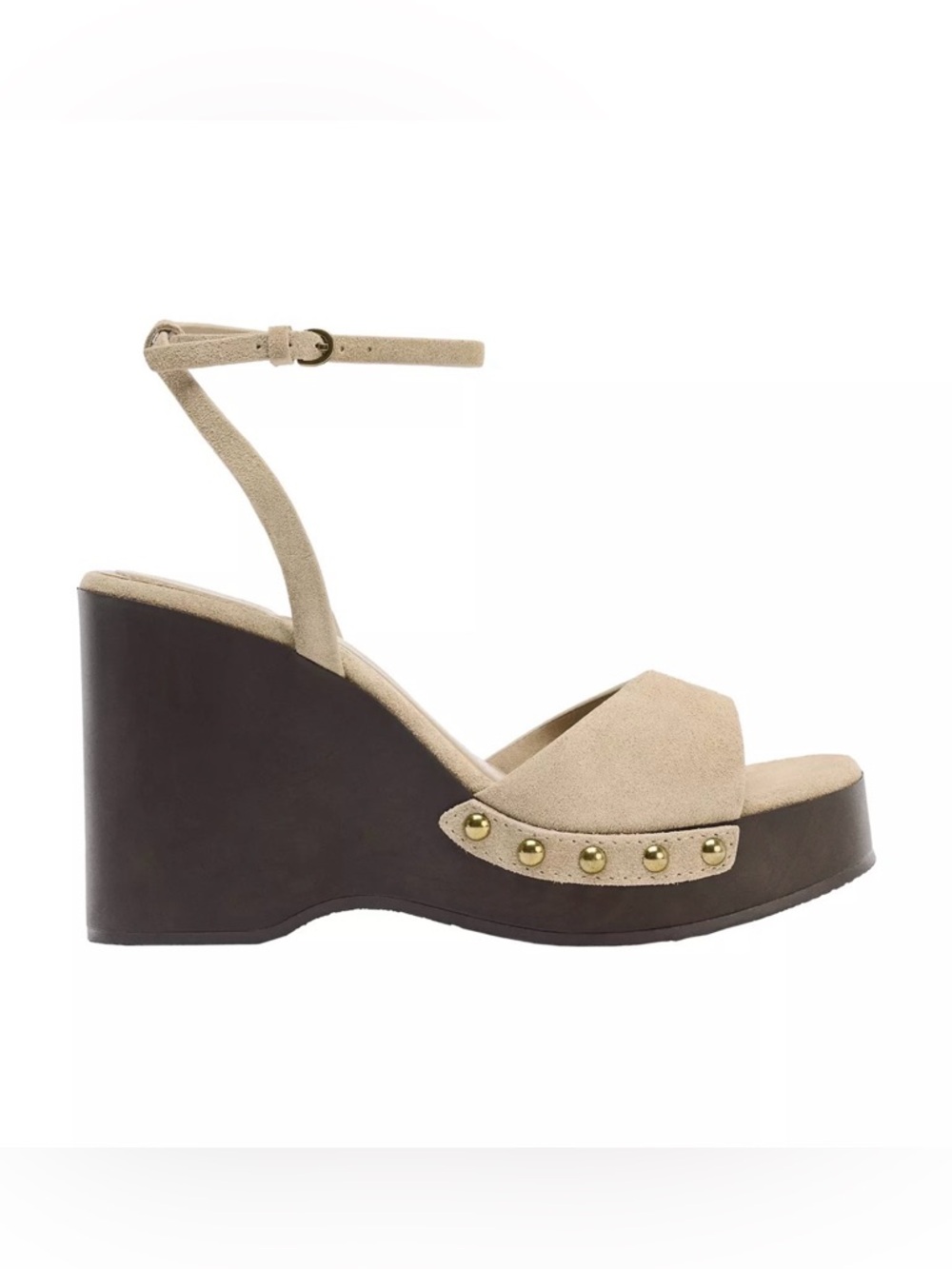 ZARA STUDDED SUEDE SANDALS
PLATFORM WEDGES
Color: SANDY BROWN * 6 (36) NWT